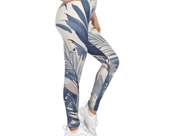 Botanical printed active wear leggings|Dark Blue Yoga Leggings |Yoga Leggings |Athleisure wear