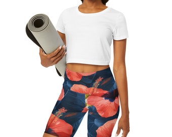 Yoga-Shorts mit hoher Taille von Tropical Elegance|GYM-Shorts|Bunte Aktivkleidung