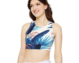 Blue Bloom: Floral Printed Sports Bra - Stylish Support for Workouts. Elevate Your Fitness Wardrobe. Shop Now!"