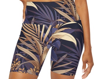 Short taille haute imprimé abstrait pour le yoga