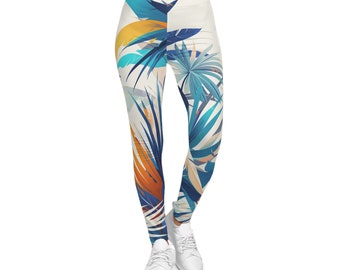 Active Wear-Leggings mit hohem Bund und Blumenmuster: Stilvolle Trainingshose für Damen, durchgehend bedruckt, bequeme Fitnessbekleidung