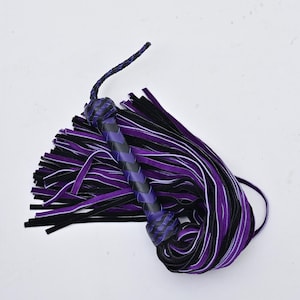 Black And Purple Leather Flogger with  Leather Braided Handle And Wrist Loop100 Tails Suede Leather Flogger