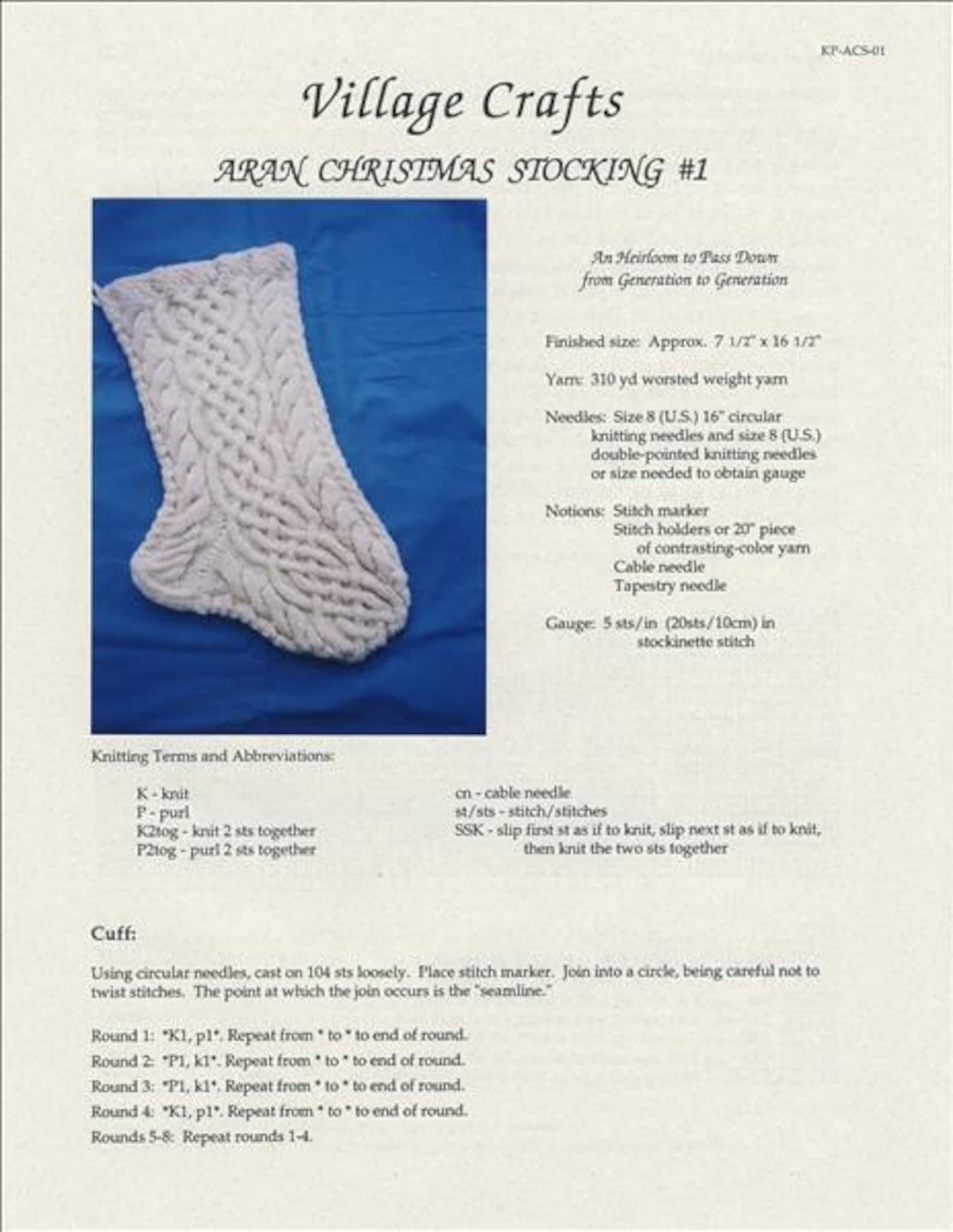 Aran Christmas Stocking Knitting Pattern Eidheann ivy PDF Download Etsy