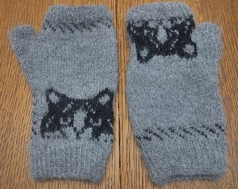 Mischievous Cats Fingerless Mitts Knitting Pattern (PDF digital download)