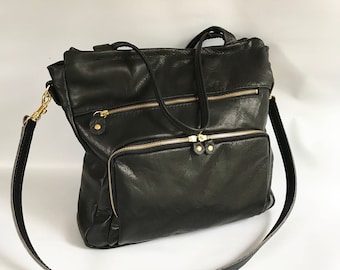 sale - 50% OFF- leather willow bag in black/gold