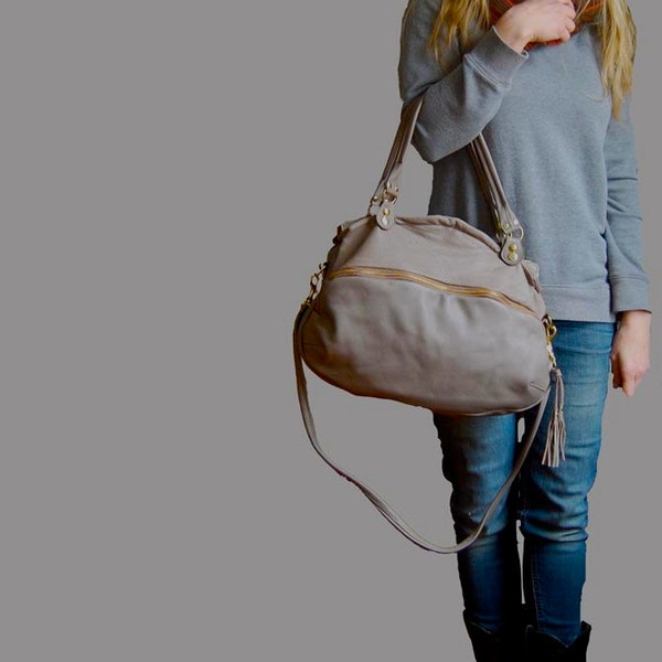 SP12 leather bag in dove grey