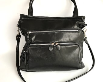 sale - 50% OFF- leather willow bag in black/silver