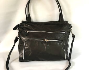 50% OFF- leather willow bag in black/silver