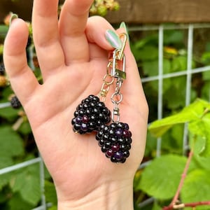 Blackberry Keychain / Bag Charm | Fruit Jewelry | Polymer Clay Charm | Handmade | 14K Gold or Rhodium (Silver) Plated