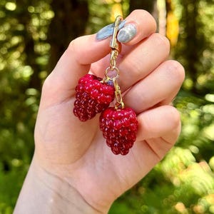 Raspberry Keychain / Bag Charm: Handmade with Polymer Clay