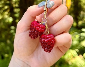 Raspberry Keychain / Bag Charm: Handmade with Polymer Clay