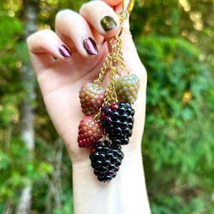 Blackberry Cluster Keychain / Bag Charm: Handmade with Polymer Clay