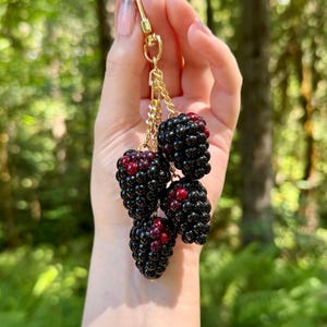 Blackberry Vine Keychain / Bag Charm: Handmade with Polymer Clay