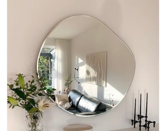 Asymmetrical Wall Mirror: Irregular Decorative Mirror for Bathroom or Console