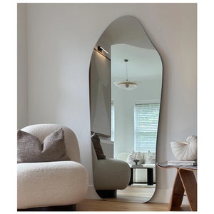Asymmetrical Frameless Full Length Floor Mirror: Modern Home Decor