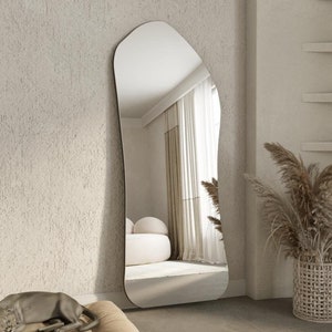 Asymmetrical Full Length Mirror: Modern Frameless Wall Hanging