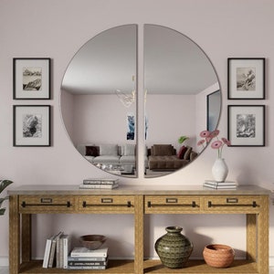 2pcs Frameless Round Wall Mirror: Decorative Console Mirror