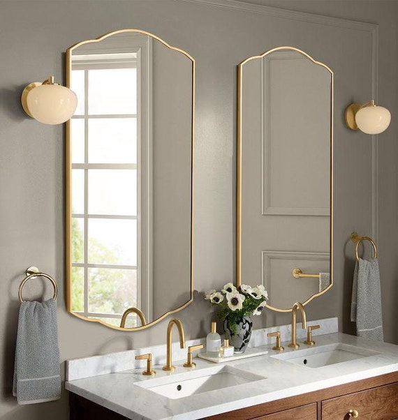 Set of Mirror Gold Framed Bathroom Wall Mirror Black Framed Shaped Mirror  Large Mirror Decorative Console Mirror