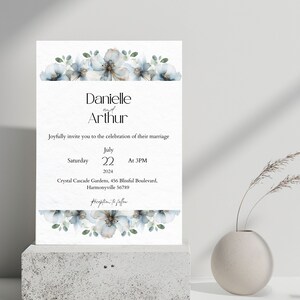 Invitation Bundle, Minimal Invitation Template Set, RSVP, Floral Wedding Invitation, Wedding Stationery, Printable Invitation Templates