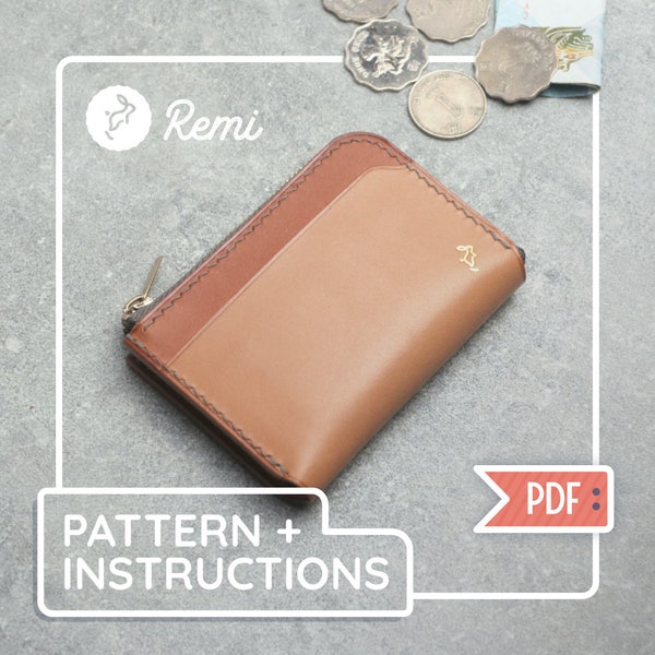 Remi Zipper Wallet - PDF Leather Pattern/Template and Detailed Instructions