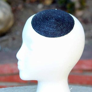 Black Raffia Straw Fascinator Base: 4-inch Millinery Supply (Imported)