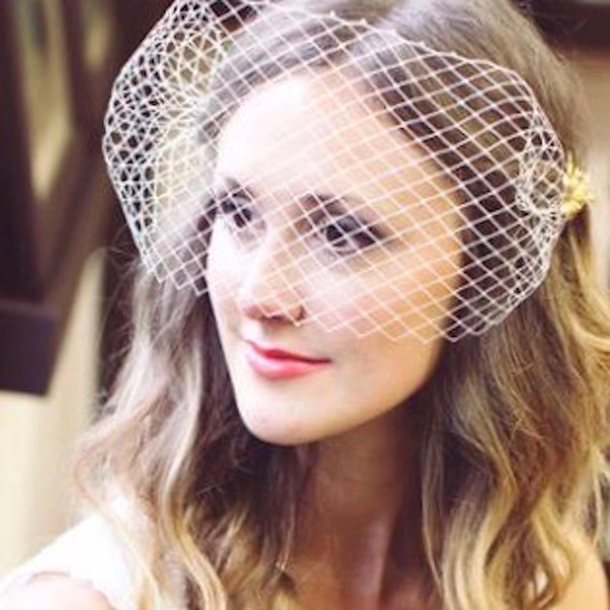 BHLDN Birdcage Veil Comb - Sheer Tulle (White) Beautiful new Silona birdcage veil for @bhldn . We handmade  main image 3