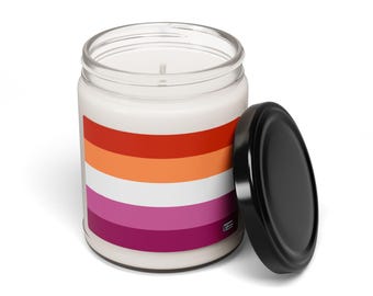 Lesbian Pride Flag sojakaars 9oz - ongeparfumeerde LGBTQ-kaars in glazen pot