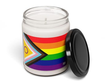 Intersex Progress Pride Sojakaars 9oz - ongeparfumeerde LGBTQ-kaars in glazen pot