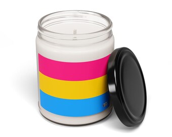 Pansexual Pride Soy Candle 9oz - Unscented Pan Flag Glass Jar Candle