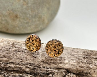 Gold Dust Post Earrings | Art Glass Cabochons | Stainless Steel Studs