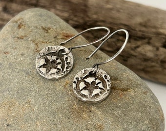 Starfish Earrings in Fine Silver with Sterling Silver Hooks