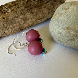 Blush Resin Earrings | Pink and Silver Beads, Stack Earrings | Sterling Silver