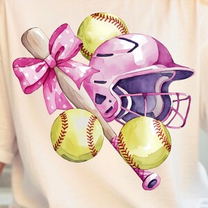 Coquette Softball Watercolor PNG, Soft Girl Era PNG, Social Club PNG, Coquette Era Png, Softball Design Download, Pink Bow Softball Png