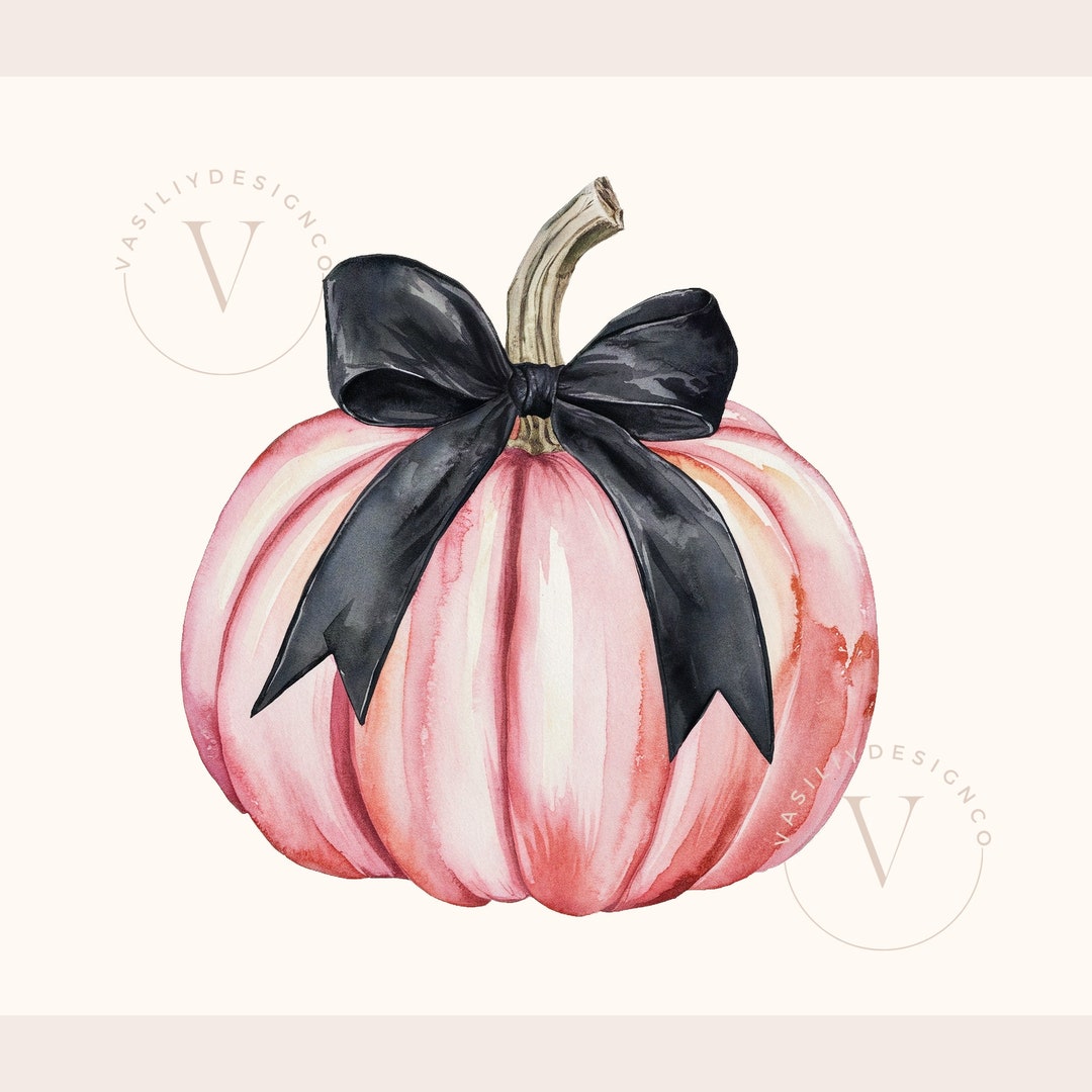 Pink Pumpkin Coquette Black Bow Png Sublimation | Retro Halloween Png ...