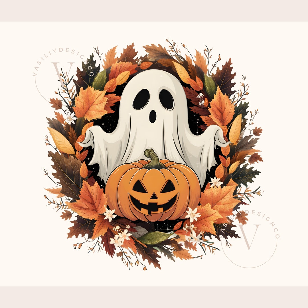 Floral Spooky Ghost Png Sublimation Halloween Pumpkin Png Funny Ghost ...