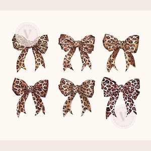 6 Kokette Bogen PNG, Leopardenmuster Bogen PNG, Gepard Bogen, Girly Mädchen Bogen Ästhetik, Trendige Kokette, Girlie Png, Weiche Mädchenbänder, Kirsche Png
