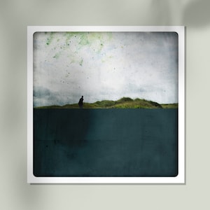 Stampa artistica di silhouette di dune di sabbia: fotografia di paesaggio blu scuro Pole Marine