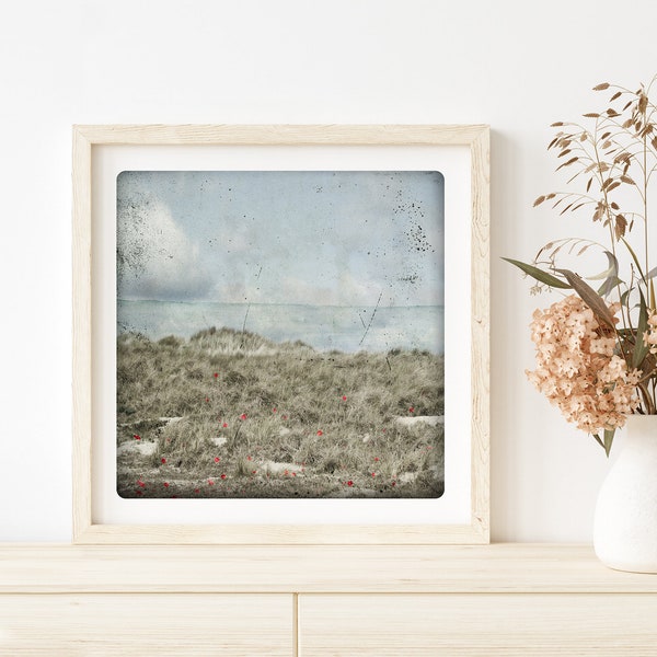 Desert Landscape photography  Fine Art Print  Nature  Seaside  Dots Painting  Grey  Blue  Pink Housewarming Gift Modern art print ARIDE