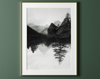 Photographie noir et blanc et peinture aquarelle Paysage de montagne CROISEES A