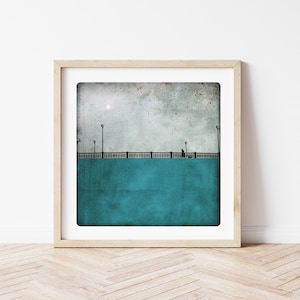 Paris bridge photography Minimalist blue fine art print French Wall Decor POLE BLEU