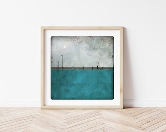 Paris bridge photography Minimalist blue fine art print French Wall Decor POLE BLEU