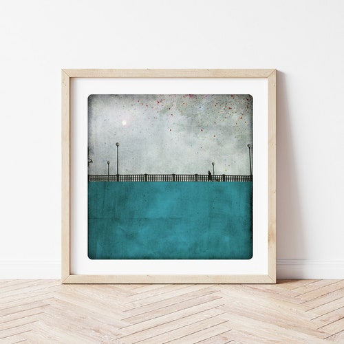 Paris bridge photography Minimalist blue fine art print French Wall Decor POLE BLEU