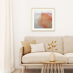 Seascape Nature photography Art print beach wall decor Coastal orange and pink photo illustration Minimal Landscape Art Print AQVA ORANGE image 3