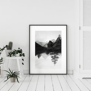 Black and white Photography mixed with Watercolor paints Abstract Mountain Art Print Croisées A image 2