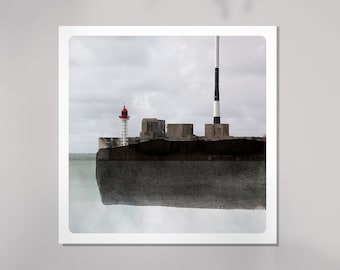 Photographie de phare Bretagne peinture aquarelle noire ABRI PHARE