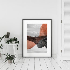 Black and white Photography mixed with Watercolor painting Abstract Mountain Art Print Croisées M image 2