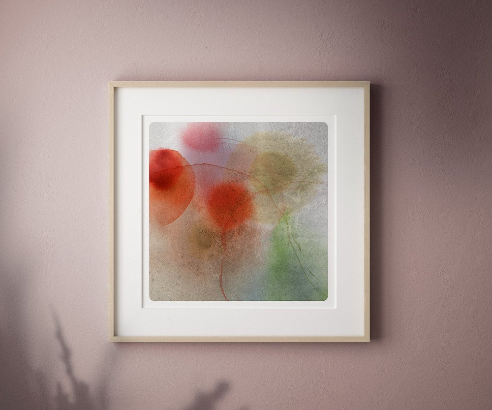 Tableau abstrait minimaliste beige et gris décoration murale zen