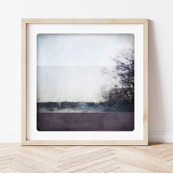 Purple watercolor painting overlay on an abstract photography Rain on the window Ben Mauve