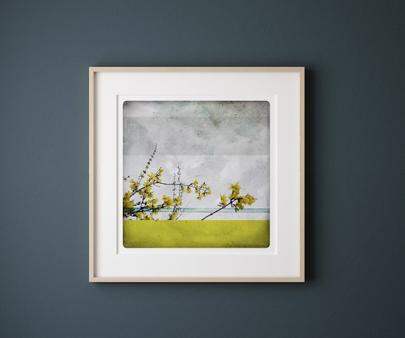 Spring Botanical art print  Yellow flowers photography Bright wall art decoration Ben Printemps