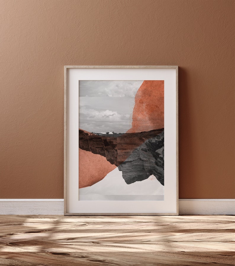 Photographie Noir et Blanc Rochers Paysage peinture aquarelle orange rouille CROISEES M image 1